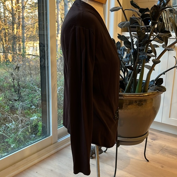 VGUC Nougat London dark brown long sleeve cardigan with beaded hook & eye close - Picture 4 of 8